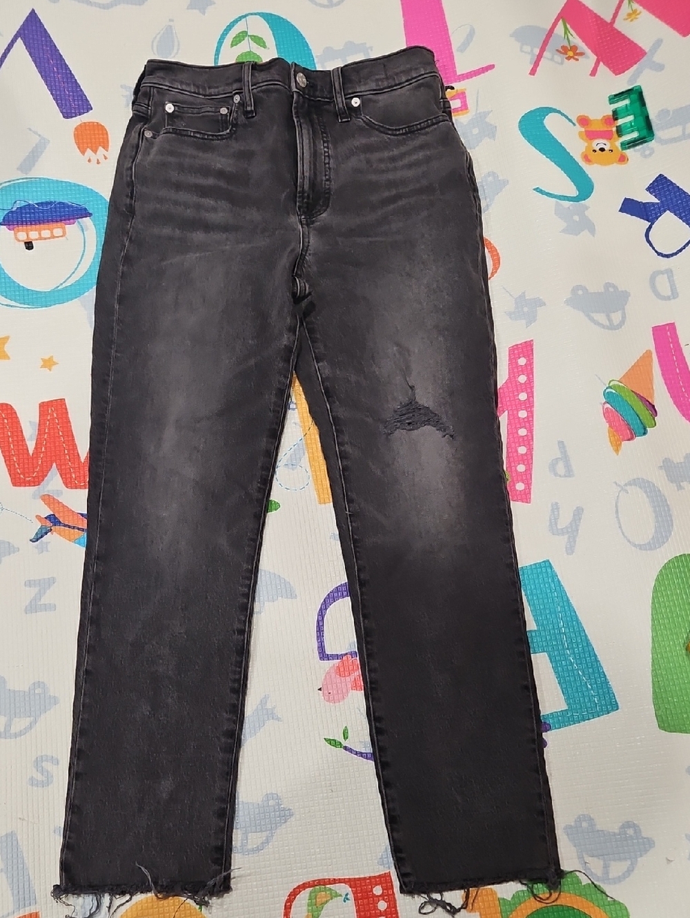 Madewell Black Washed Straight Jeans